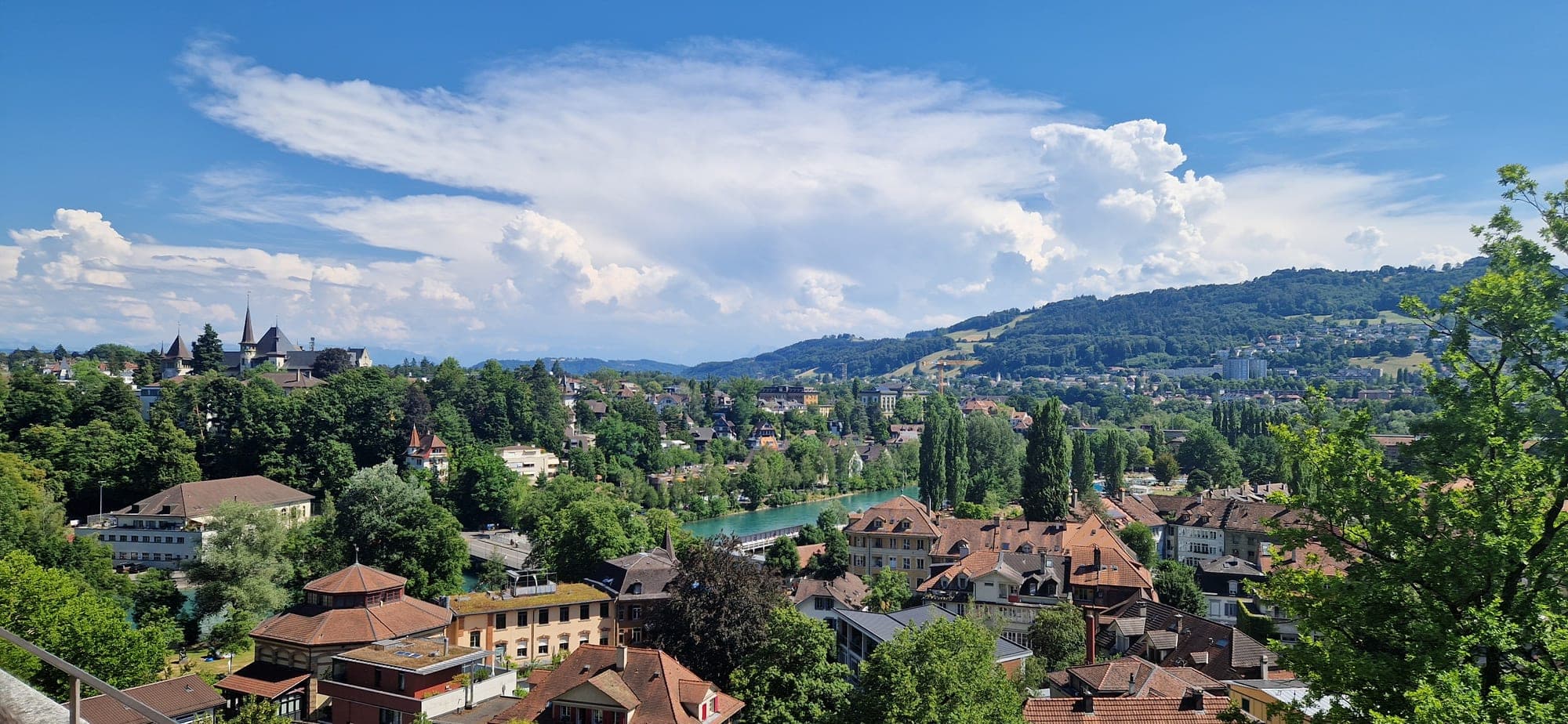 The Aare winding below the rooftops of Bern