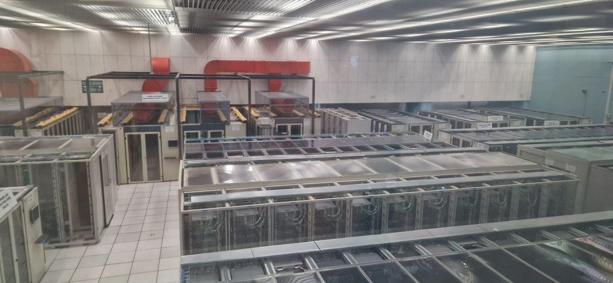 Rows of server racks in the CERN data centre