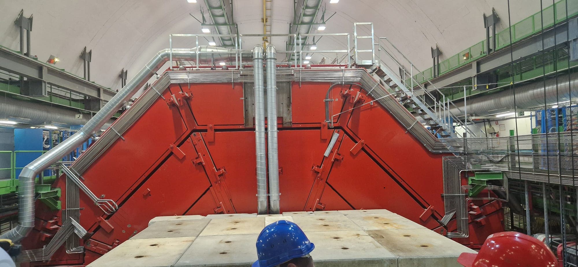 The red LHCb detector in its underground cavern at CERN