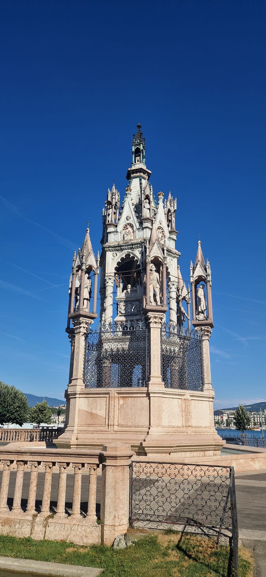 The neo-Gothic Brunswick Monument beside Lake Geneva